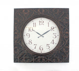 28 x 28 x 2 Brown Vintage Square Brass Metal  Wall Clock