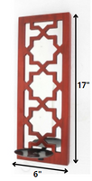 17" x 5" x 6" Red, Wooden Cross - Candle Holder Sconce