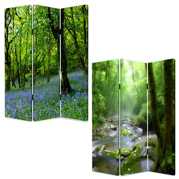 1" x 48" x 72" Multi Color Wood Canvas Meadows And Streams  Screen