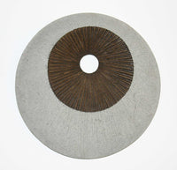 1 x 14 x 14 Brown & Gray Round Ribbed  Wall Decor
