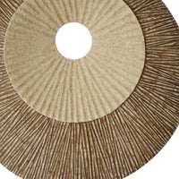 1 x 19 x 19 Brown Round Double Layer Ribbed  Wall Plaque