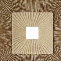 1 x 14 x 14 Brown Concave Square Double Layer Ribbed  Wall Plaque Set of 2