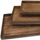 19 X 12 Brown Wood Tray Set