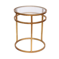 Minimalist Modern Gold and Glass Round Side End Table