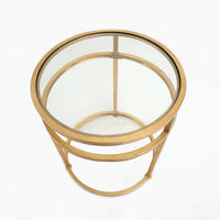 Minimalist Modern Gold and Glass Round Side End Table