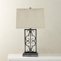 5.5 x 9.25 x 28.75 Gray Industrial With Stacked Metal Pedestal - Table Lamp