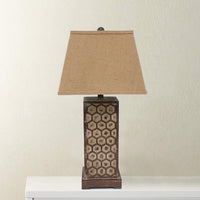 7 x 7 x 28.5 Brown Industrial With Honeycombed Metal Base - Table Lamp