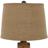 5.5 x 5.5 x 27 Brown Rustic with Round Linen Shade - Table Lamp