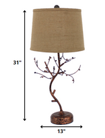 13 x 15 x 31 Bronze Vintage Metal With Elegant Tree Base - Table Lamp
