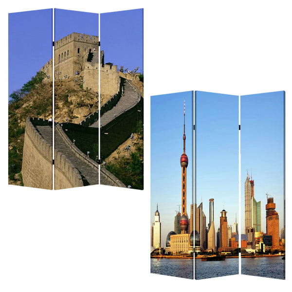 1" x 48" x 72" Multi Color Wood Canvas China  Screen