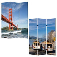 1" x 48" x 72" Multi Color Wood Canvas San Francisco  Screen