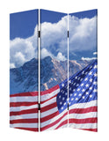 1 x 48 x 72 Multi Color Wood Canvas Model American Flag  Screen