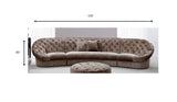 35" Beige MDF and Velour Sectional Sofa