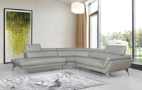 30' Grey Leather  Foam  and Steel Couch