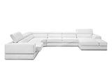 36' White Bonded Leather  Foam  and Steel Sectional Sofa