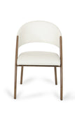 31' Walnut Wood and Cream Leatherette Dining Chair