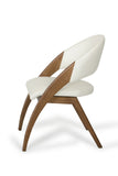 31' Walnut Wood and Cream Leatherette Dining Chair