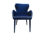 33' Blue Fabric and Metal Dining Chair