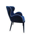 33' Blue Fabric and Metal Dining Chair