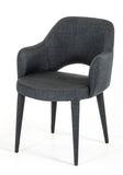 34' Dark Grey Fabric and Metal Dining Chair
