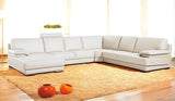 39' Orange Leather and Wood Sectional Sofa