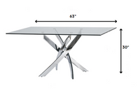 30' Glass and Steel Rectangular Dining Table