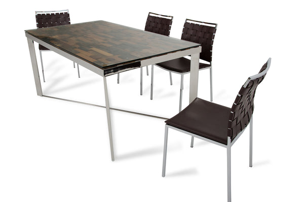 30' Wood  Steel  and Glass Dining Table
