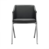 Two 29' Grey Leatherette and Steel Dining Chairs