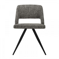 Set of 2 Modern Grey Fabric Dining Chair with Sleek Black Legs