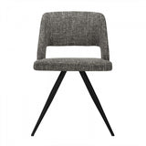 Set of 2 Modern Grey Fabric Dining Chair with Sleek Black Legs