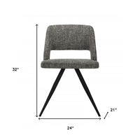 Set of 2 Modern Grey Fabric Dining Chair with Sleek Black Legs