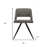 Set of 2 Modern Grey Fabric Dining Chair with Sleek Black Legs