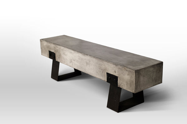 18' Concrete and Metal Bench
