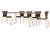 30' Tobacco Veneer  MDF  and Antique Brass Dining Table