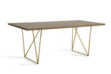 30' Tobacco Veneer  MDF  and Antique Brass Dining Table