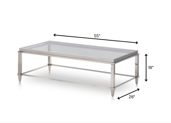 18' Steel and Glass Coffee Table
