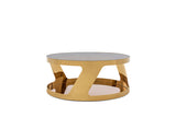 15' Gold Steel and Glass Round Coffee Table