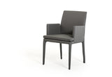 34' Grey Leatherette and Metal Dining Chair