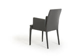 34' Grey Leatherette and Metal Dining Chair