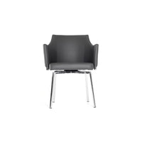 32' Grey Leatherette and Steel Dining Chair