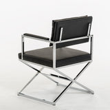 33' Black Leatherette and Steel Dining Arm Chair