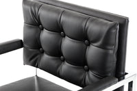 43' Black Leatherette and Steel Bar Stool