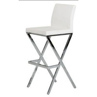 41' White Eco-Leather and Steel Bar Stool (Set of 2)