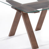 19' Walnut Wood and Glass End Table