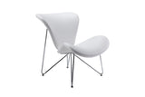 34' White Fabric  Polyester  and Metal Accent Chair