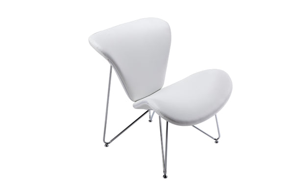 34' White Fabric  Polyester  and Metal Accent Chair