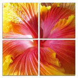 24' Multicolor Canvas 4 Panels Hibiscus Photo