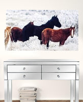 24' Multicolor Canvas 3 Horizontal Panels Horses Photo
