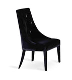 Two 40' Black Velour Fabric and Wood Dining Chairs