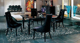 Two 40' Black Velour Fabric and Wood Dining Chairs